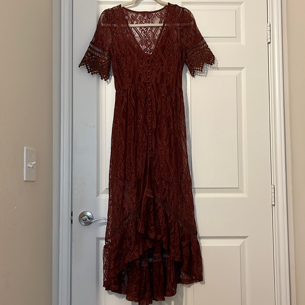 Women’s short sleeve floral print High Low Maxi dress